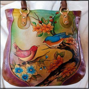 (GUC) Anuschka, Leather, Hand-Made, Hand-Painted, Two for Joy, Satchel
